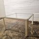 Small white lacquered metal coffee table with glass top, 1970s