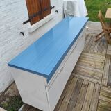 Kitchen cabinet in blue formica 4 doors 4 drawers
