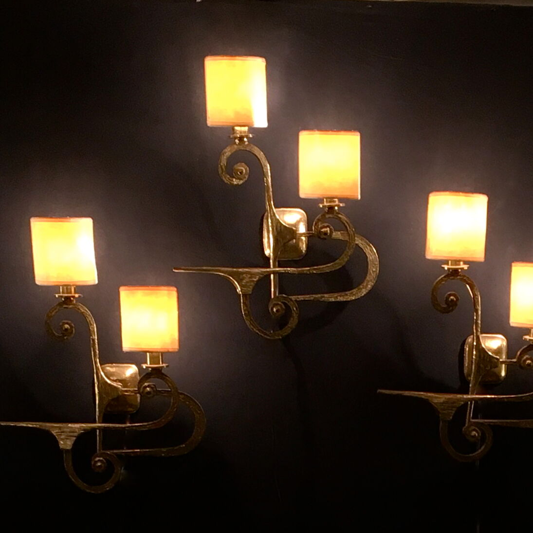 Italian bronze wall lights by G. Piombanti, 1950