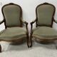 Pair of Louis XV style armchairs in solid walnut, 20th century.