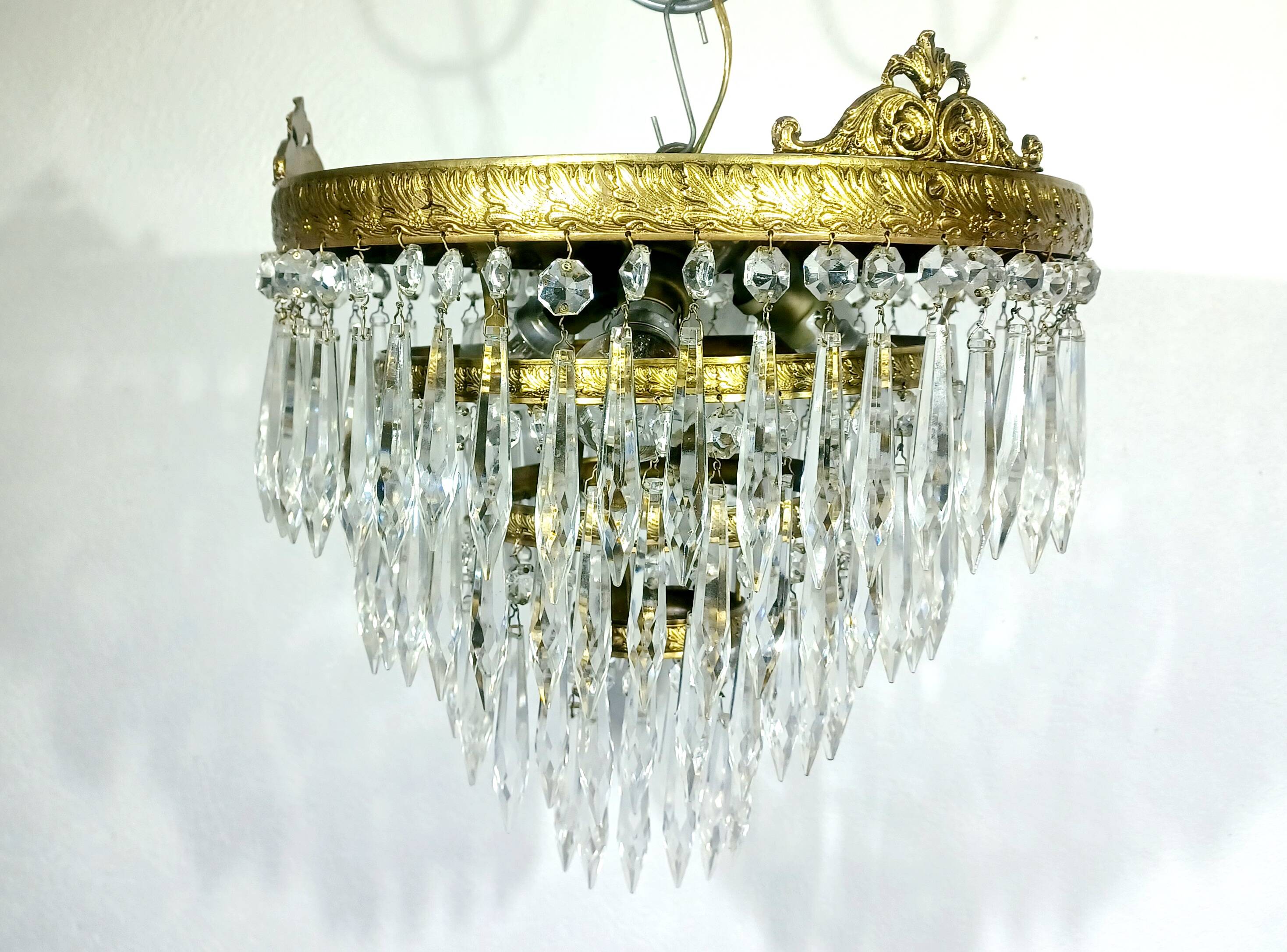 Plafonnier 3 lumières bronze cristal