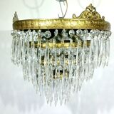 3-light bronze crystal ceiling light