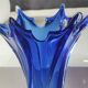 Large murano vase in blown art glass, cobalt blue. star shape. dim 30 x 22 cm