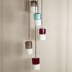 Hanging lamp with five elements in white opaline glass and coloured Murano glass by Putzler Pelill Production, 1960s.