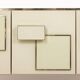 Cream opaline glass and gilded bronze enfilade. Contemporary.