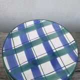10 blue and green checked ceramic plates