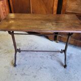 old bistrot table wooden top cast iron leg