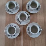 5 cups and saucers St Amand earthenware