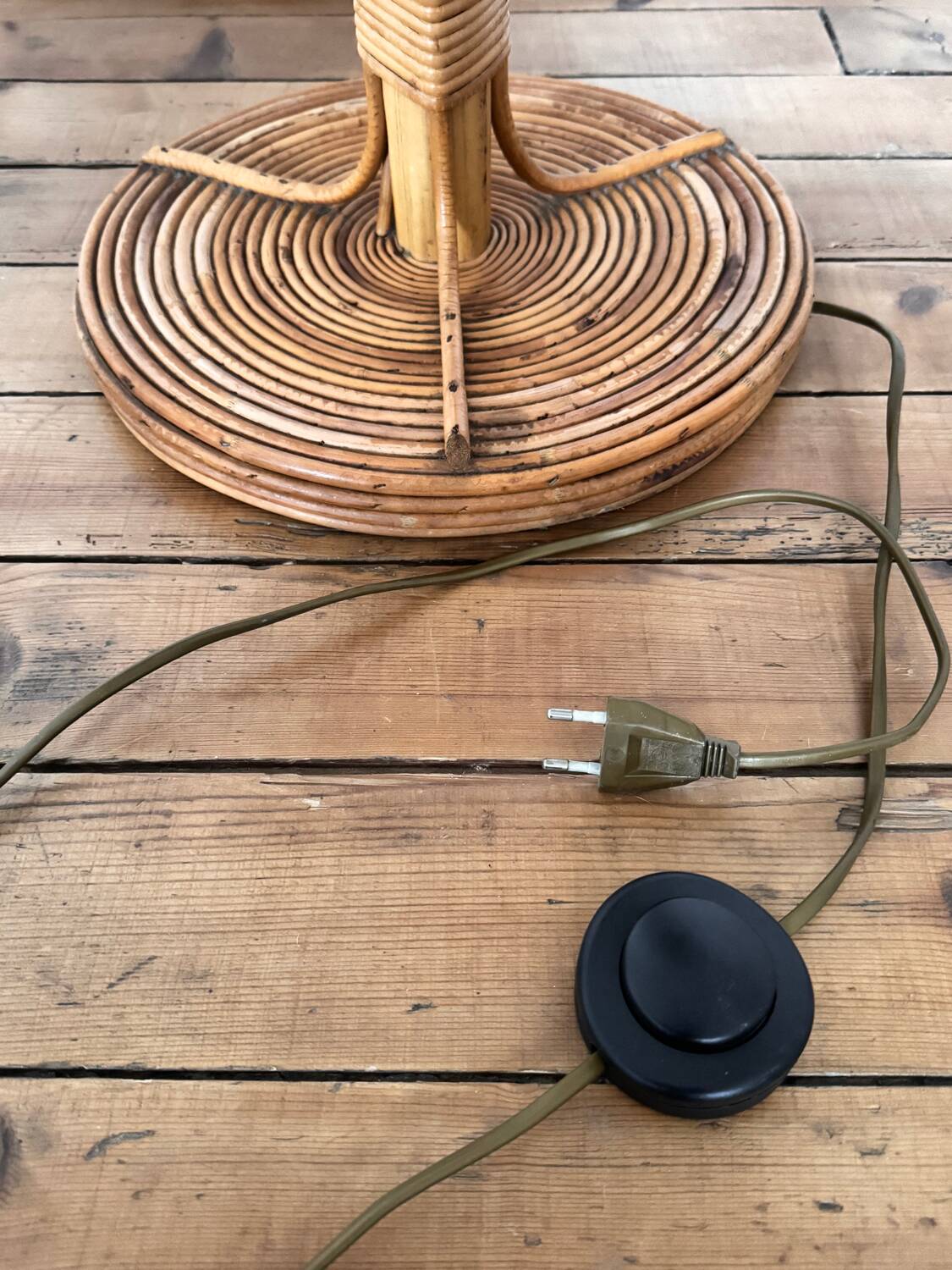 Louis Sognot vintage bamboo rattan floor lamp