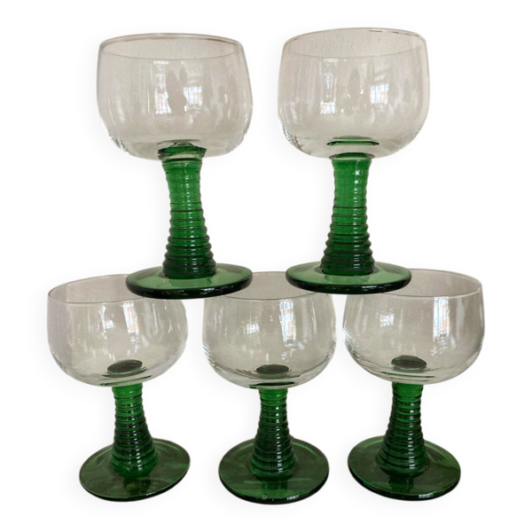 Verres à pied en verre vert Roemer
