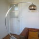 Lampadaire arc Guzzini alu chrome travertin