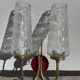 Applique en laiton et verre 1950