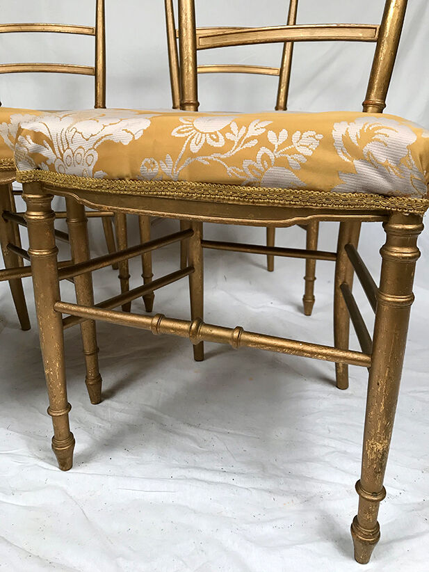 Series of four chairs Napoleon III, gilded wood