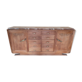 Buffet chêne 4 portes & plateau marbre
