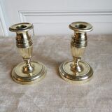 Pair of candlesticks in polished bronze Directoire d'époque