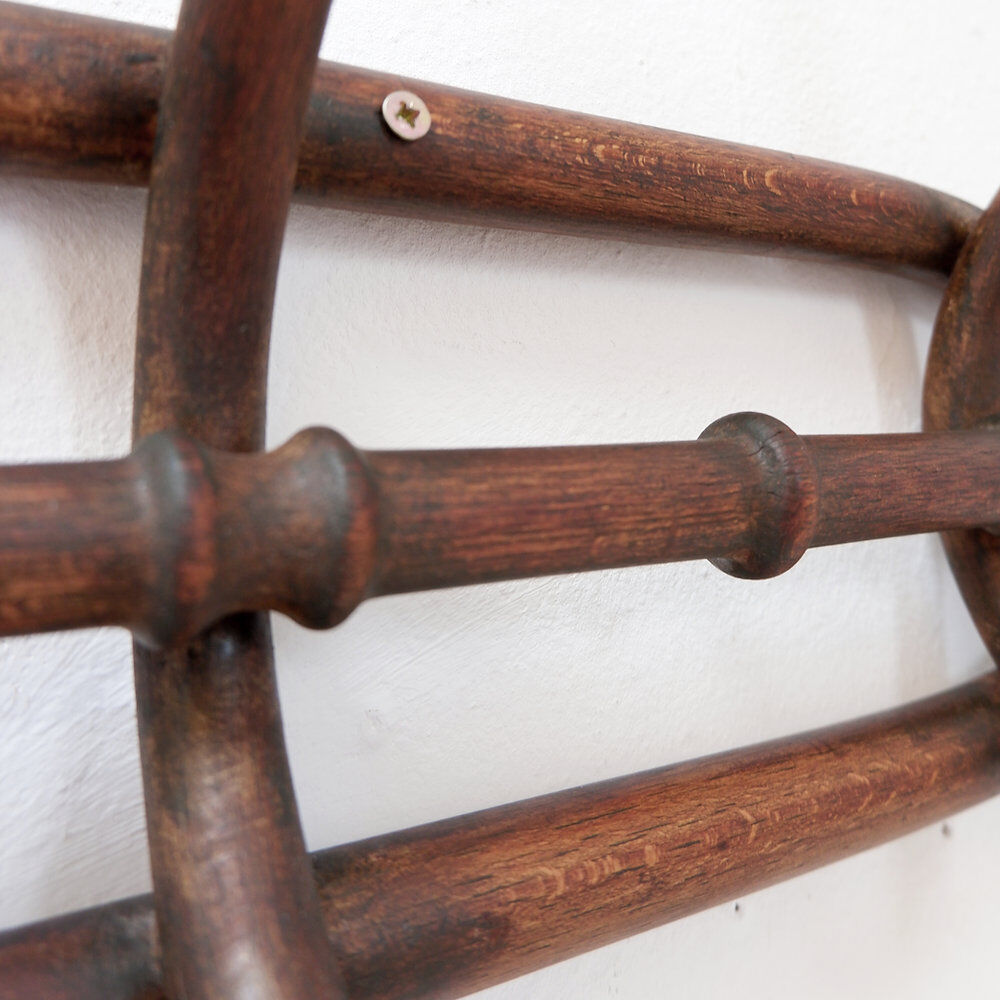 Curved wooden wall coat rack - Early 20th century
