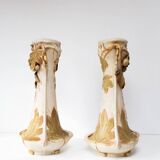 Pair of large Royal Dux Bohemia art nouveau vases c. 1900