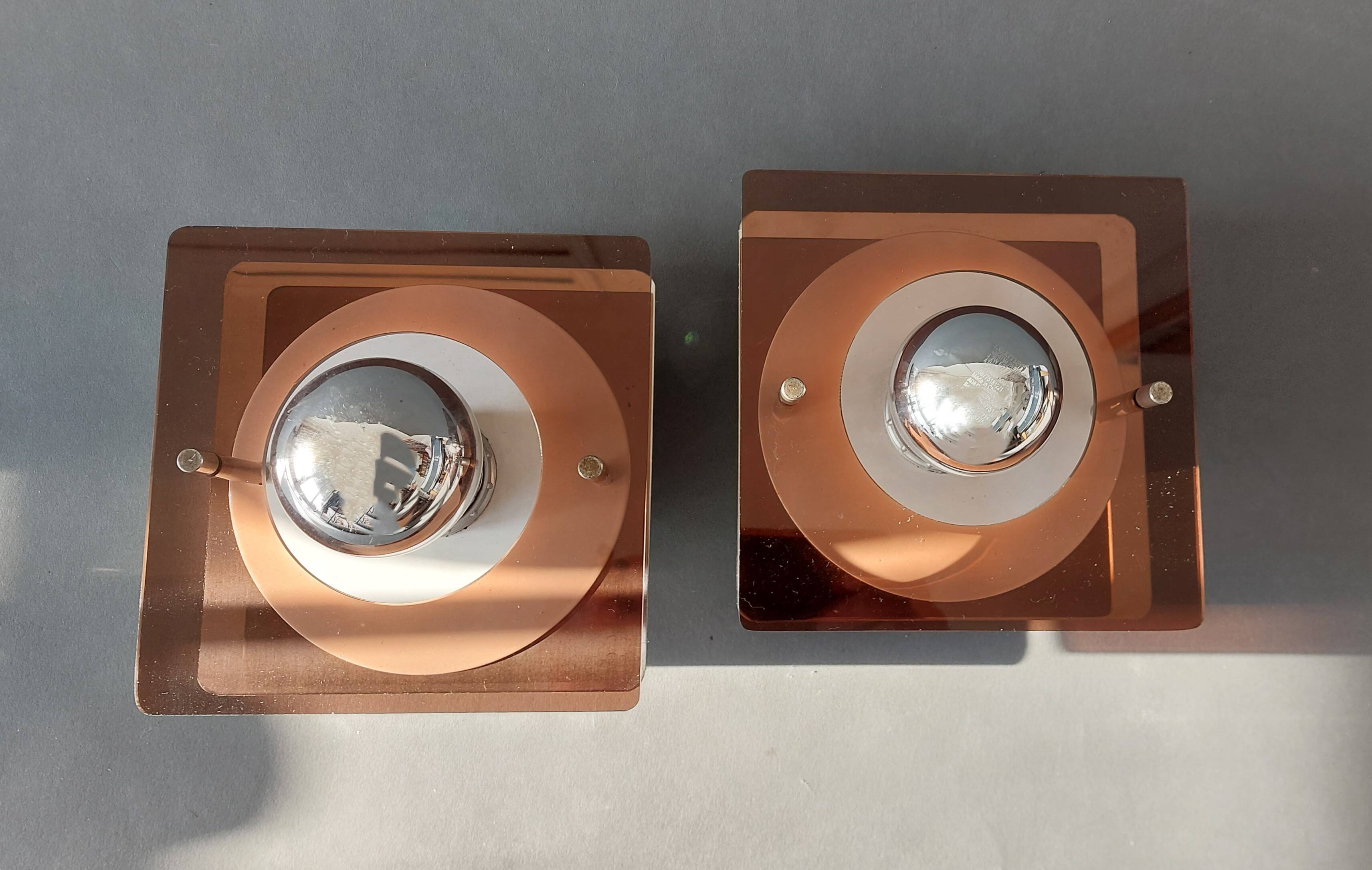 Pair of "Disco" wall lights Jocelyne Trocmé for Oxar 1970, Vintage.