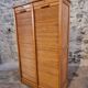 Armoire à rideaux vintage en chêne français – années 1960 – rangement de bureau avec étagères réglables