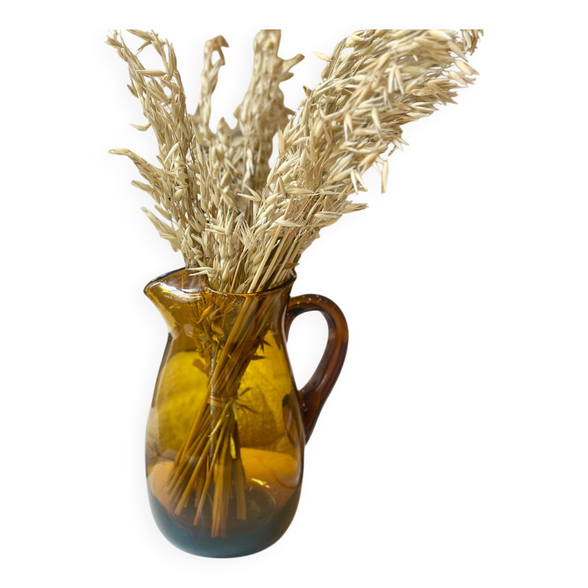 Vintage European Amber Blown Glass Carafe Vase, 1950s-60s