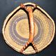 Vintage round basket in woven straw and leather - ethnic decorative ball basket