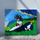 Tableau huile sur toile campagne couple