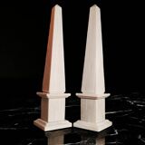 1970s Stunning Pair of Big Obelisks in Marble of Carrara.