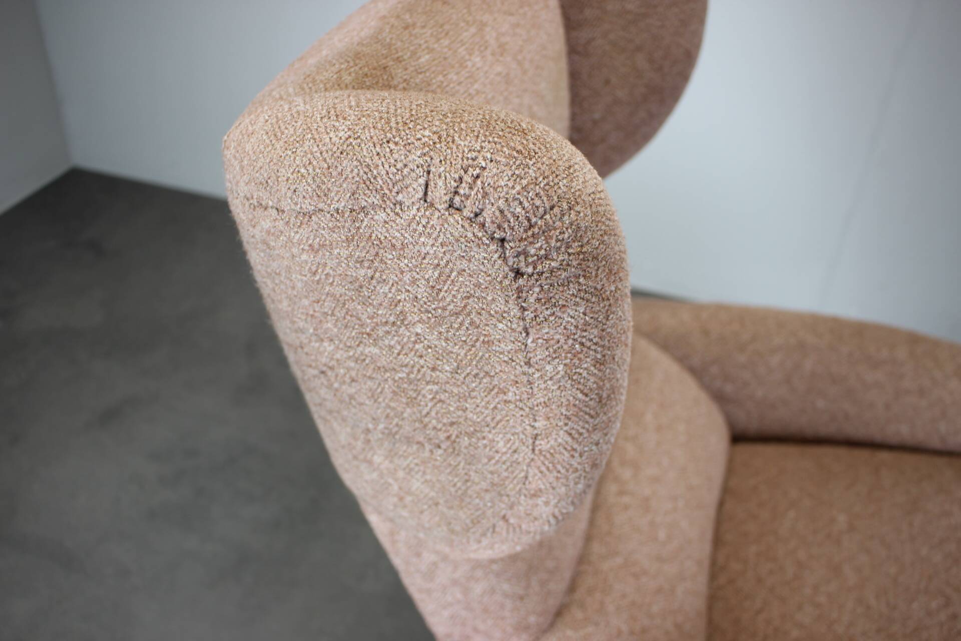 Mid-century wingback lounge chair in pink fabric, Czechoslovakia, 1970s