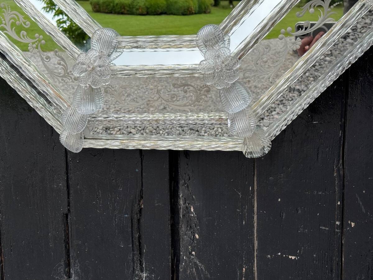 Venetian mirror in colorless Murano glass circa 1920