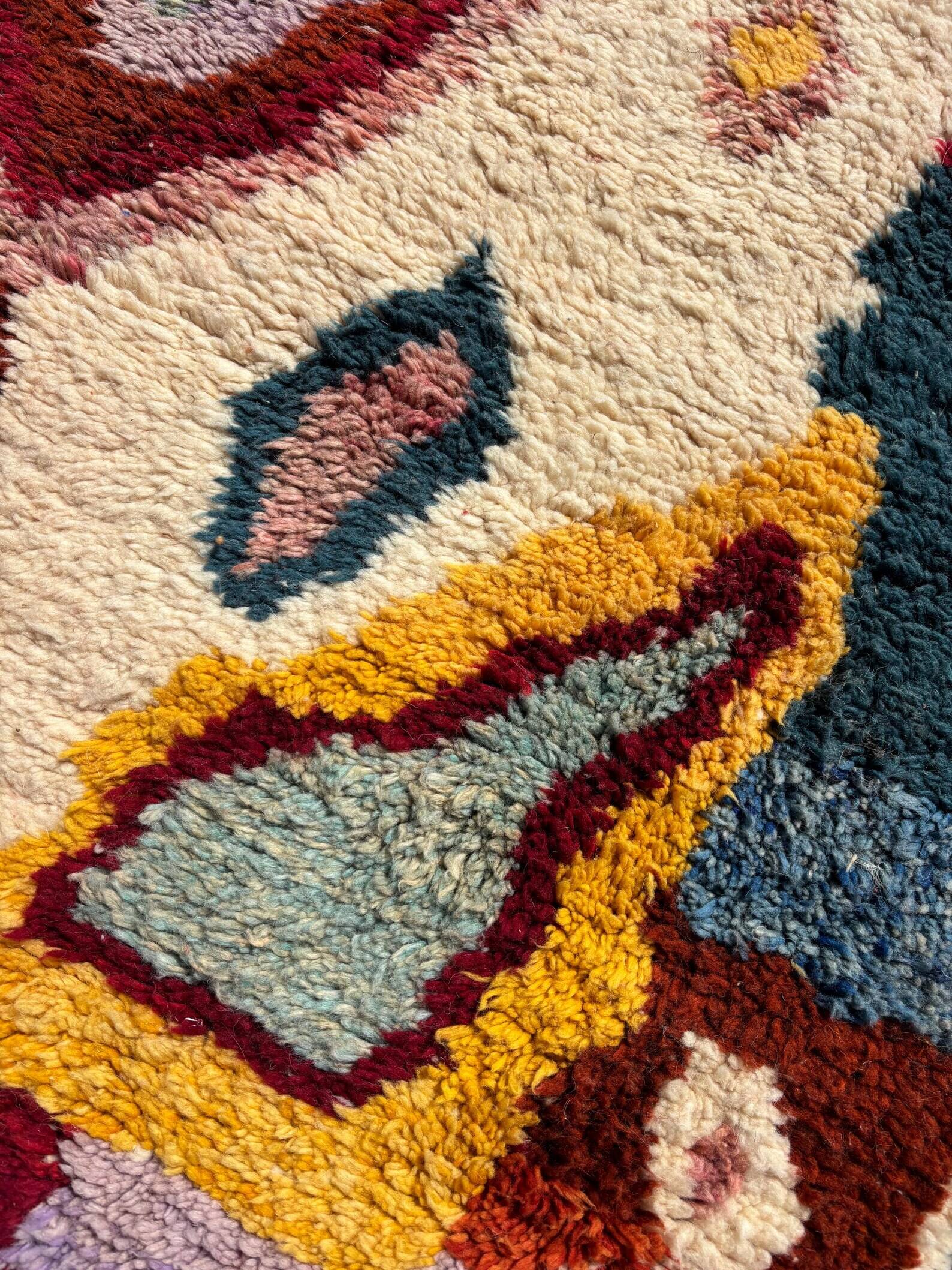 Tapis berbère M’rirt 190x310 cm – Laine épaisse – Multicolore – Fait mai