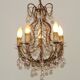 Vintage Italian 5 Arm Gilded Metal Cage Chandelier Beads &Pink Murano Drops