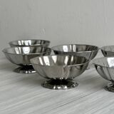 Set of 6 low bowls in polished stainless steel