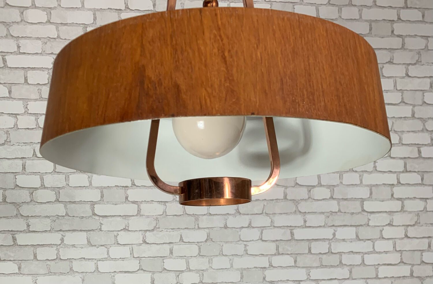 Vintage teak pendant lamp 1970
