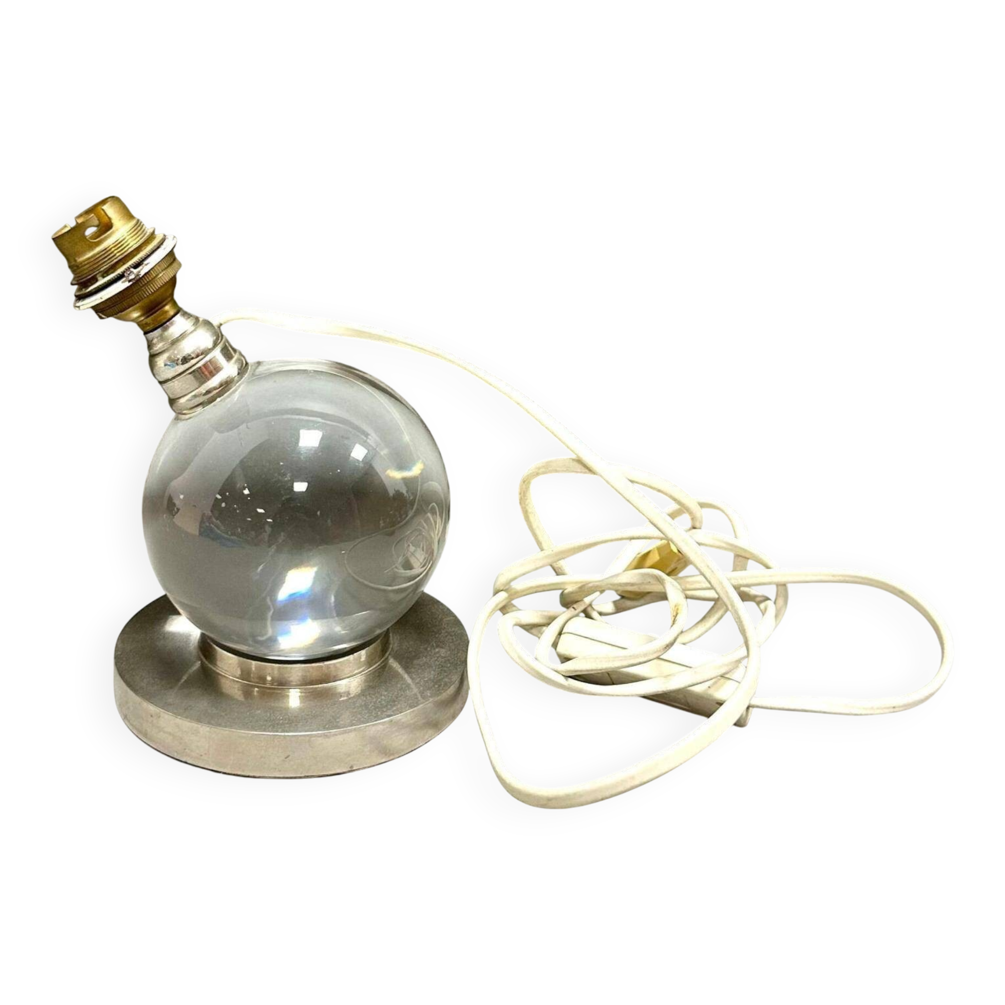 Crystal ball lamp, model no 7706 Jacques Adnet for Baccarat.