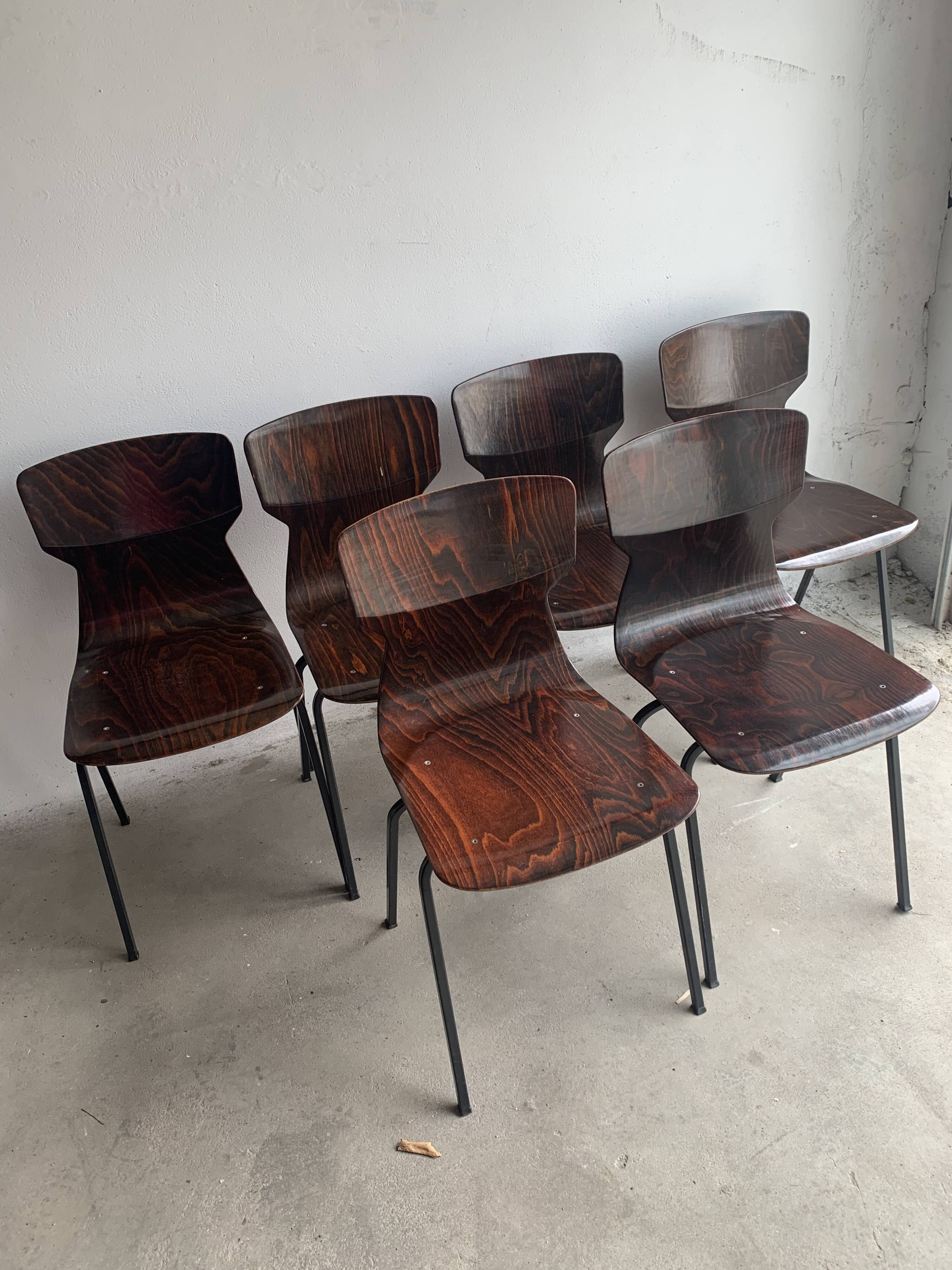 Set of 6 rosewood chairs Eromes