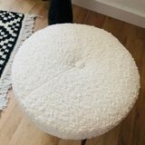 White stool, year 60/70, restored in white moumoute fabric