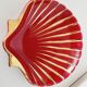 Proceram Aubagne service in red and gilded ceramic shell St Jacques 1950