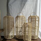 Small lantern-shaped rattan suspension H35 D15