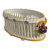 Basket-shaped openwork vase Malicorne faience Emile Tessier