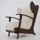 1940s large wing chair in wool boucle, restored