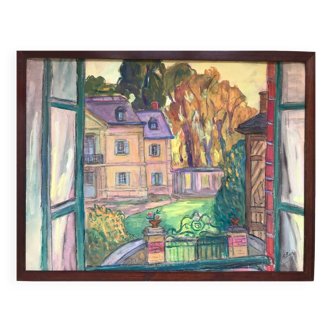 Andrée Clara BAC (1895-…). St-Thibault des Vignes. Gouache, 1984. SBD. 50x6