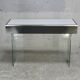 Modernist console, 60s, glass base, wooden and melamine top, white