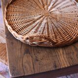 Round wicker top two handles vintage basketry