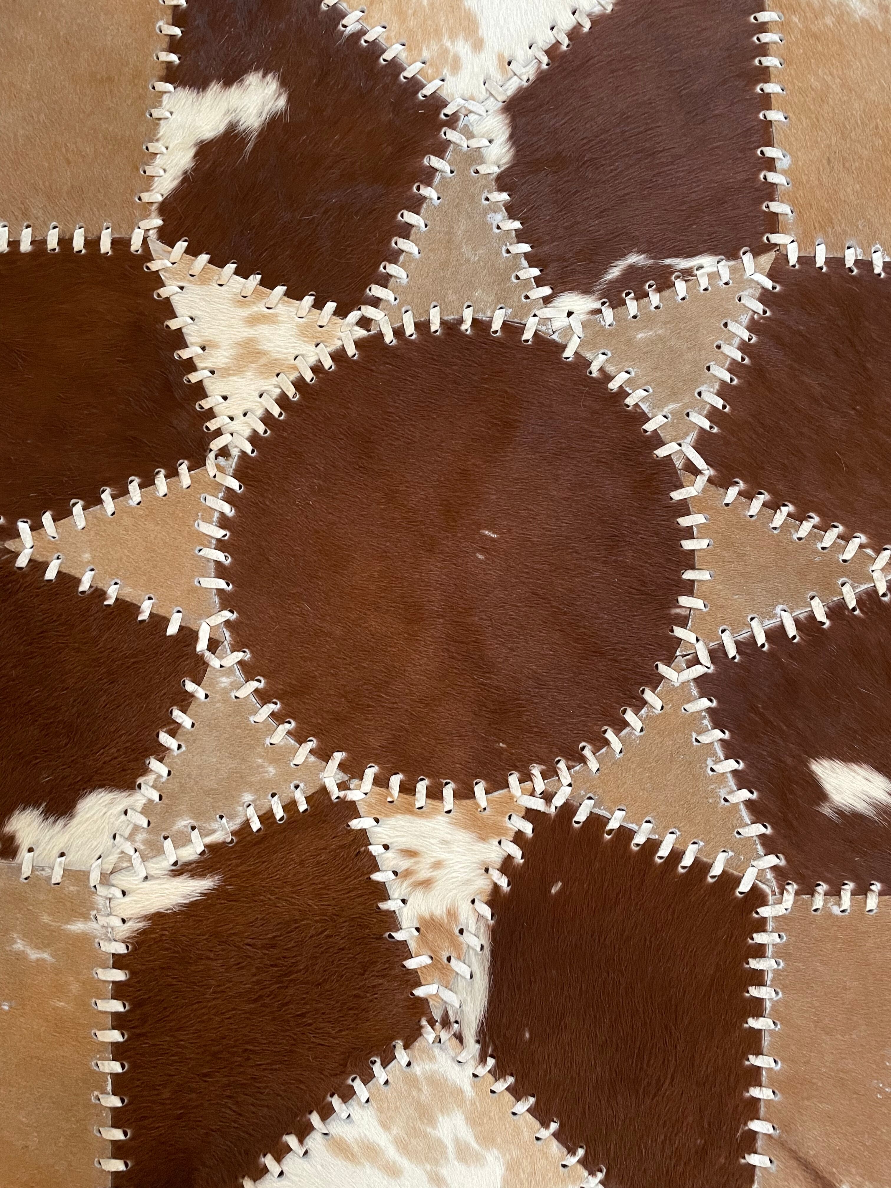 Vintage round cowhide rug 70