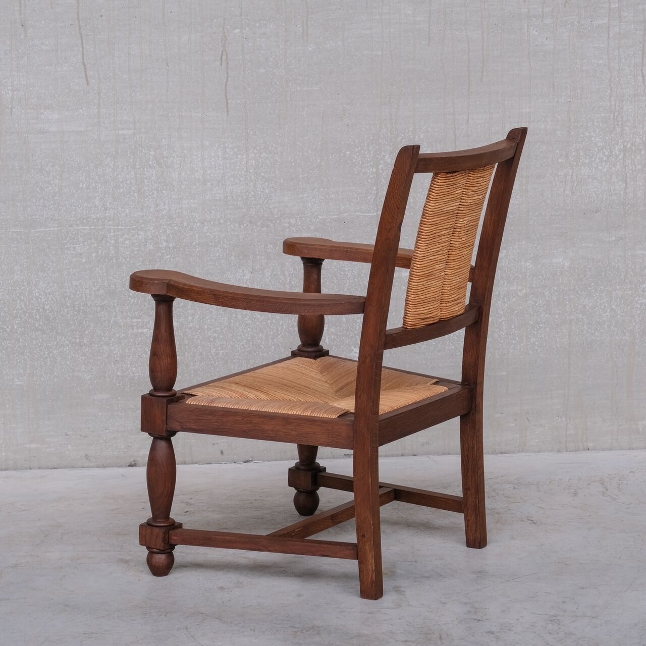 Pair of Mid-Century Rush French Armchairs