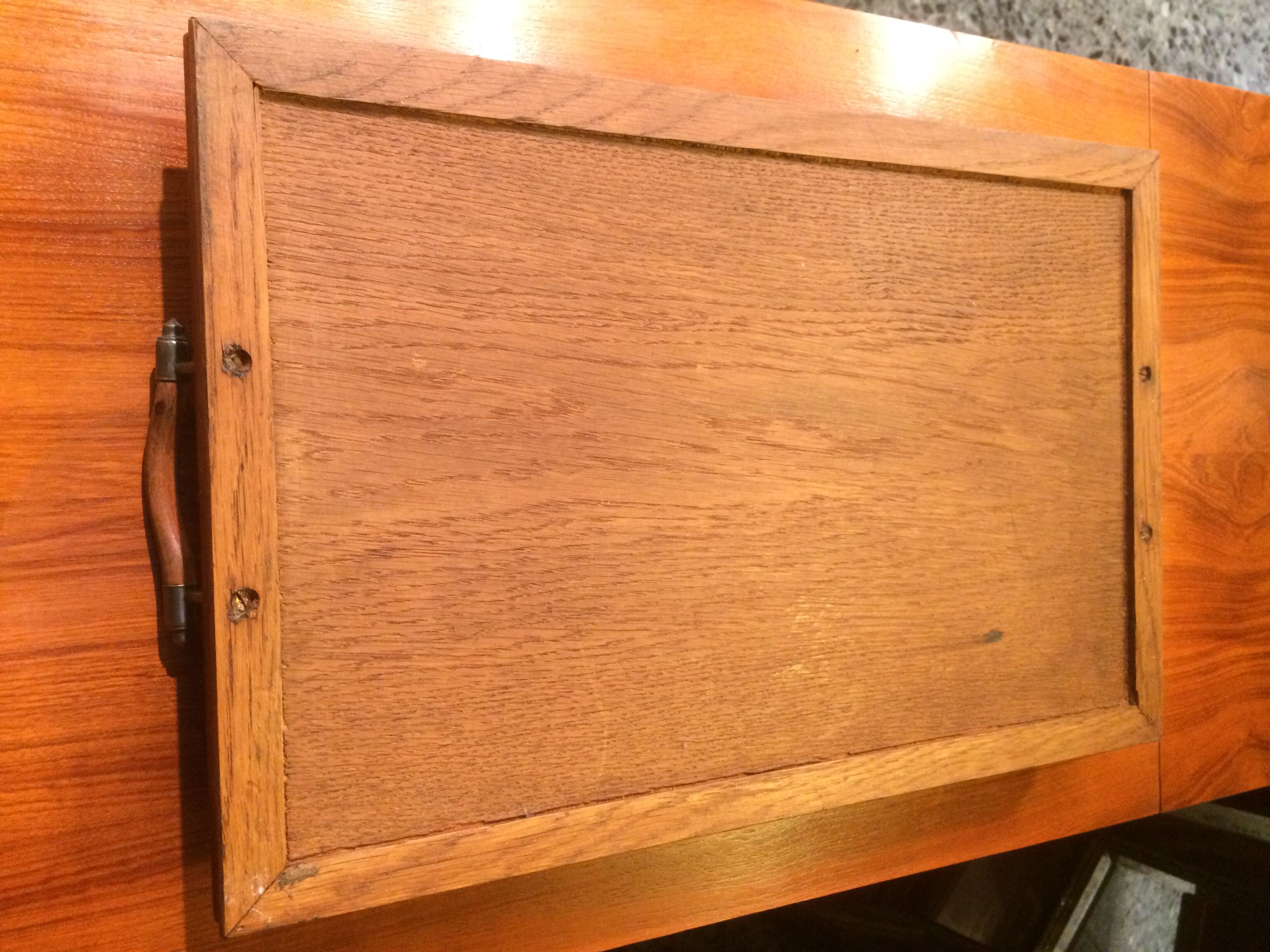 Tray vintage oak with handle