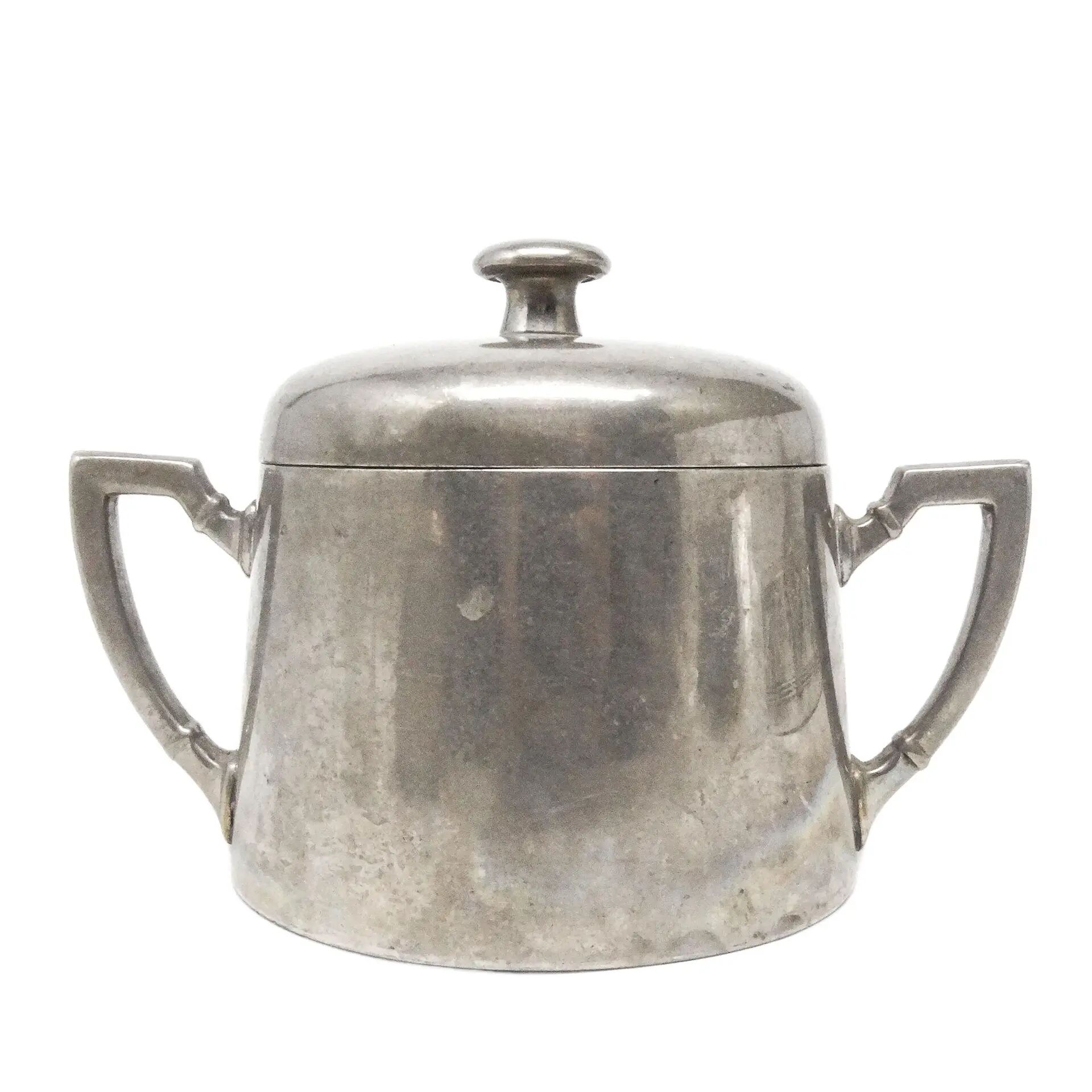 Art Deco sugar bowl, silver-plated brass, Germany, 1920s
