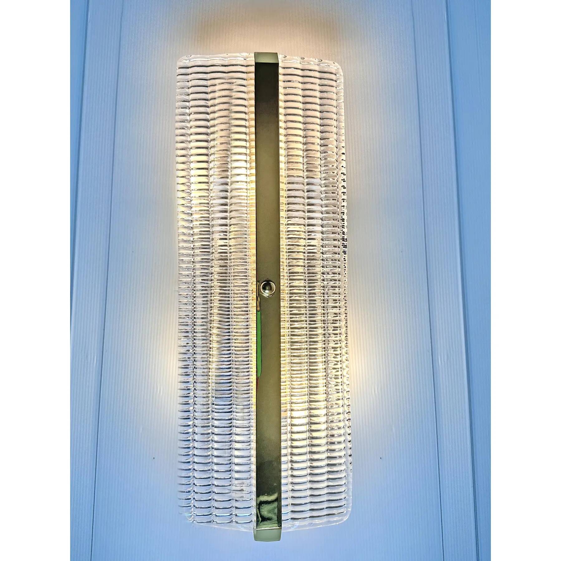 Stylish Gold Diamanted Rectangular Murano Glass Wall Sconces Two Piece Set