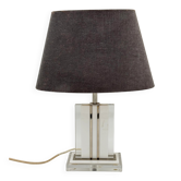 Vintage table lamp in lucite and brass, cream lacquered column.