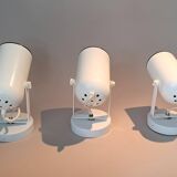 3 white lacquered metal wall lights from the 1970s.